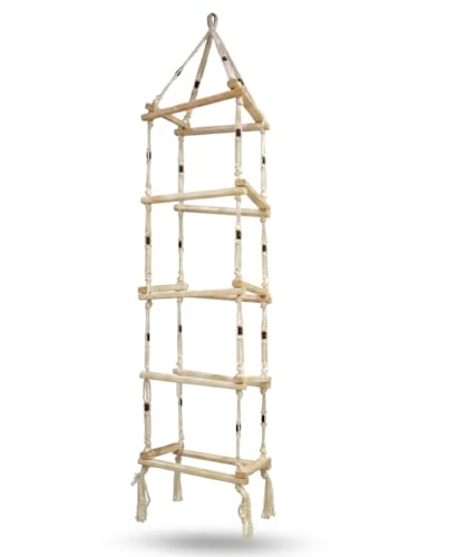 Tantrums Wooden Square Climbing Rope Ladder | Wooden Physical Activity Gym | Indoor Outdoor Climber | Balance & Strength Builder
