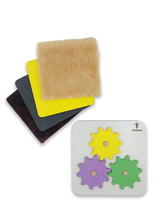 Montessori Wooden Learning Combo, Sensory Busy Board with Rotating Gear Toy, Multicolour, for Toddlers | Tantrums Wooden Toys