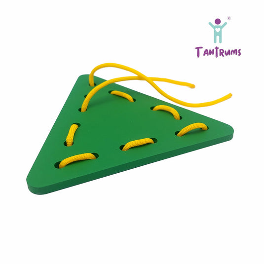 Educational Lacing Toy with Wooden Shape Boards, 8 Colorful Shapes and 8 Laces with Box, Fine Motor Skills Development, Age 3 Years and Above | Tantrums Wooden Toys - photo 4