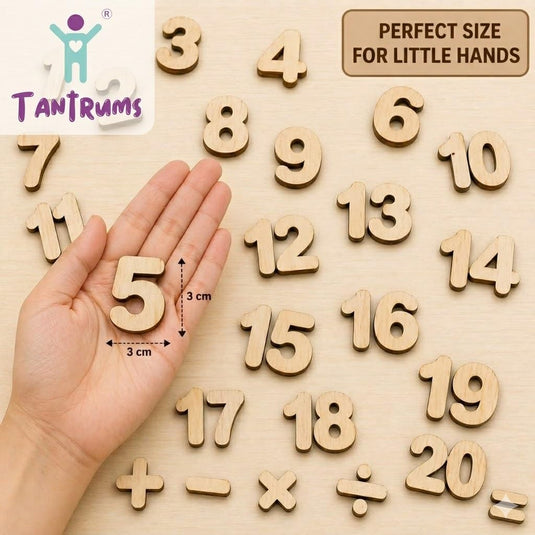 Wooden Movable Numbers with Math Symbols, 3 Sets, Montessori Math Learning Tool for Early Learners | Tantrums Wooden Toys - photo 3