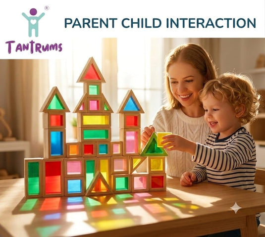 Rainbow Acrylic Blocks Montessori Sensory Building Set 20pc | Tantrums Wooden Toys - photo 3