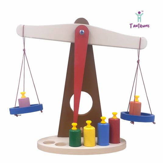 Wooden Weighing Balance Toy for Colorful Weights Pre-School Learning Game | Tantrums Wooden Toys - photo 8