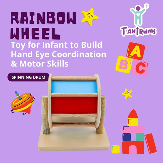 Wooden Rainbow Wheel Toy for Infant to Build Hand Eye Concentration Motor Skills (Multicolor 1 Piece - Rainbow Spinner) (Rainbow Wheel & Teddy Bear Rattle) | Tantrums Wooden Toys - photo 9
