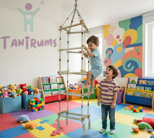 Tantrums Wooden Square Climbing Rope Ladder | Wooden Physical Activity Gym | Indoor Outdoor Climber | Balance & Strength Builder