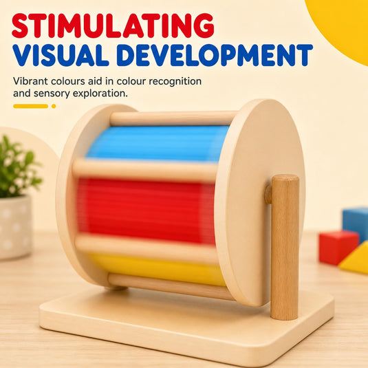Montessori Spinning Drum Rainbow Wheel Baby 3-18 Months | Tantrums Wooden Toys - photo 5