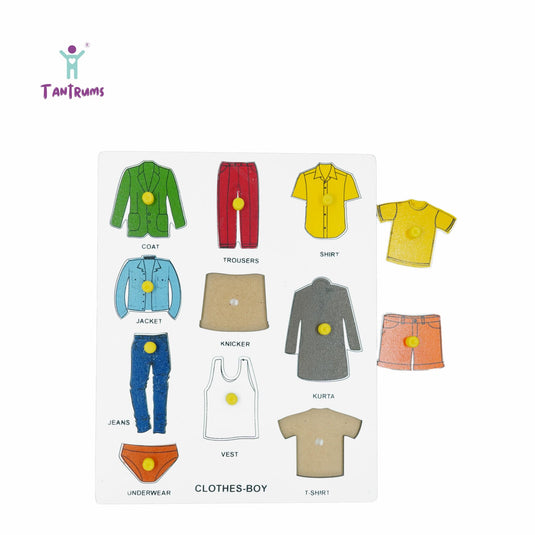 Preschool Boy Cloth Dress Up Puzzle Set to Learn Different Types of Clothing Education Puzzle Learning Aid for Kids (Multicolor Pieces) | Tantrums Wooden Toys - photo 3