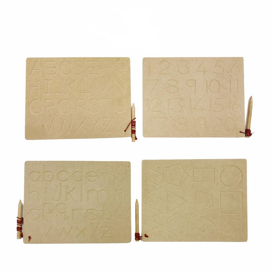 Tracing Board Front Side Capital Alphabets Back Side Small Alphabets I Front Side Number 1 to 20 Back Side Geometry Shapes I Education Slate Learning Board | Tantrums Wooden Toys