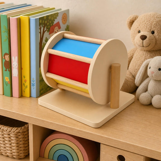 Wooden Rainbow Wheel Montessori Spinning Drum Toy for Infants | Tantrums Wooden Toys - photo 5