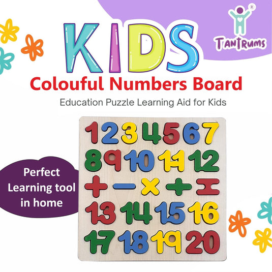 Preschool Wooden Educational Puzzle - Learn Numbers, Colourful Montessori Toy for Kids, Develops Hand-Eye Coordination & Motor Skills (Number) | Tantrums Wooden Toys - photo 3