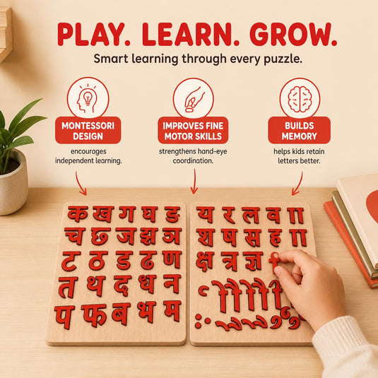 Hindi Vyanjan Wooden Puzzle Montessori Board Early Learning Toy | Tantrums Wooden Toys - photo 4