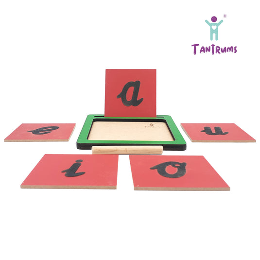 Coloured Sand Paper Cursive Alphabet With Tray