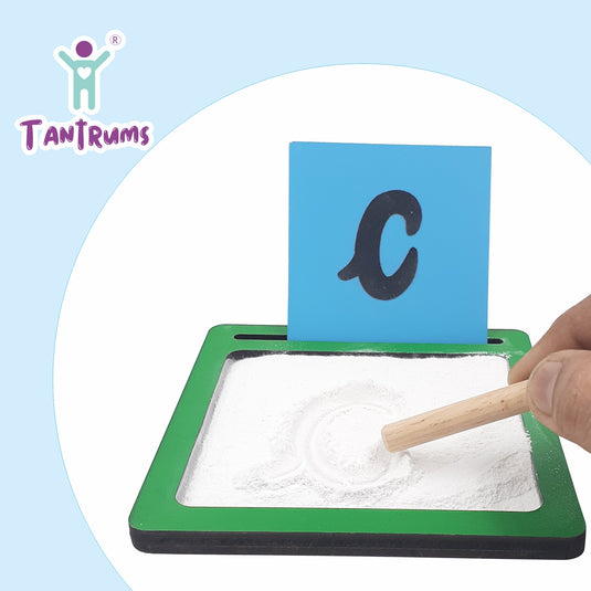 Coloured Sand Paper Cursive Alphabet With Tray