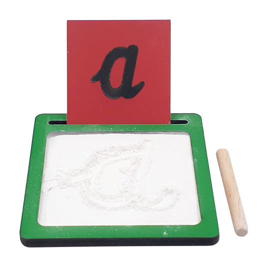 Coloured Sand Paper Cursive Alphabet With Tray