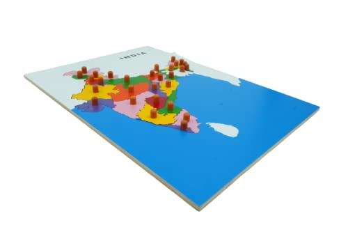 Chunky Indian Map Puzzle for Learning Indian States in The Map to Build Hand Eye Concentration and Motor Skills [Multicolor Pieces] | Tantrums Wooden Toys - photo 3