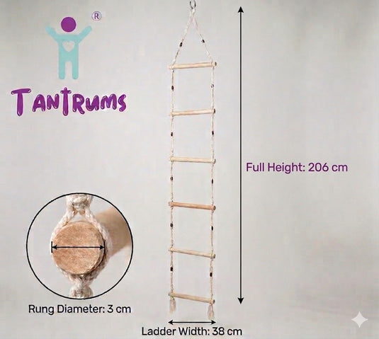 Wooden Rope Ladder for Kids, 6 Spokes, Indoor and Outdoor Climbing Toy for Active Play | Tantrums Wooden Toys - photo 2