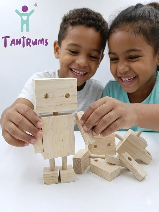 Wooden Robot DIY Builder Kit, Natural Wood, Assembly Activity Set for Kids, Toy Figure | Tantrums Wooden Toys - photo 5