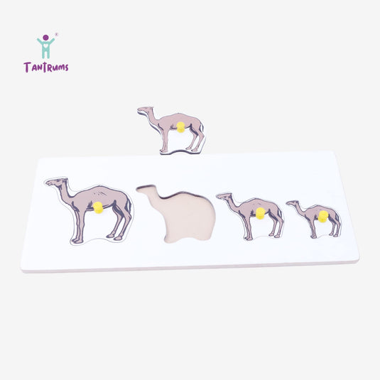 Preschool Wooden Shaped Seriation Board Puzzle for Kids Learning Helpful in Developing Hand Eye Concentration with Self-Correcting Match ups (Camel, Triangle & Square Seriation Board Puzzle) | Tantrums Wooden Toys - photo 5
