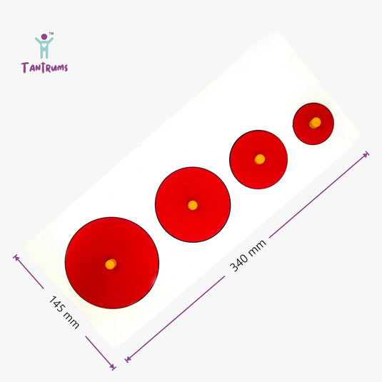 Preschool Wooden Shaped Apple & Circle Seriation Board Puzzle for Kids Learning Helpful in Developing Hand Eye Concentration and Motor Skills with Self-Correcting Match ups | Tantrums Wooden Toys - photo 2