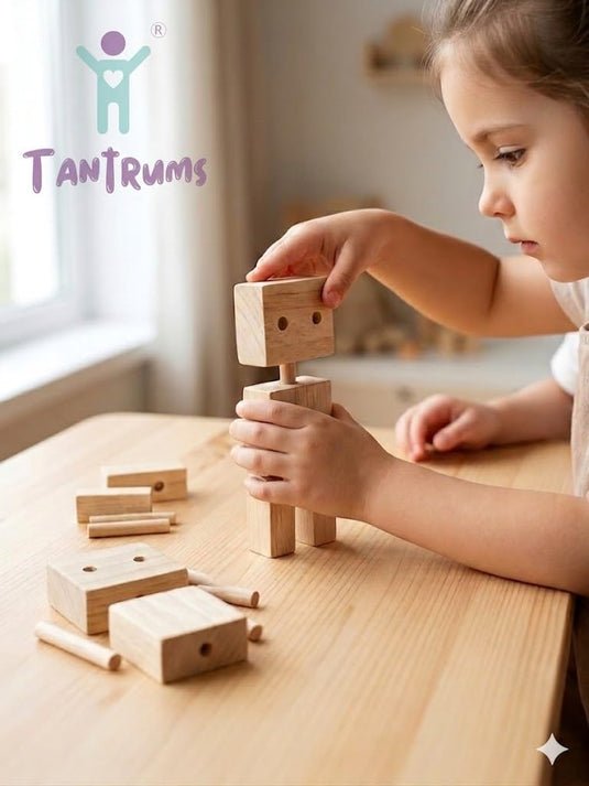Wooden Robot DIY Builder Kit, Natural Wood, Assembly Activity Set for Kids, Toy Figure | Tantrums Wooden Toys - photo 4