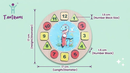 Dinosour Learning Clock with Time Flash Cards | Tantrums Wooden Toys - photo 8