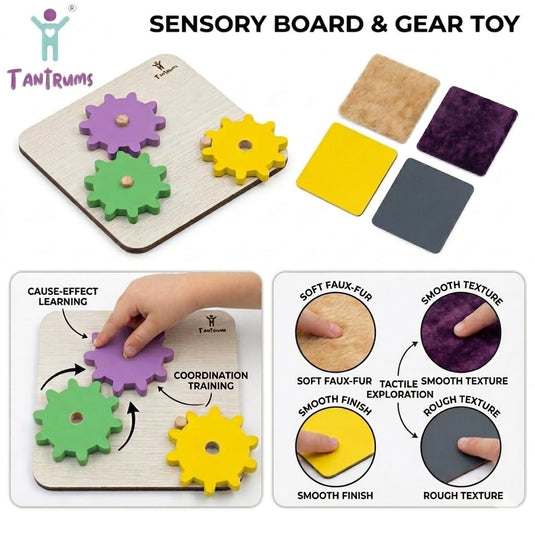 Montessori Wooden Learning Combo, Sensory Busy Board with Rotating Gear Toy, Multicolour, for Toddlers | Tantrums Wooden Toys - photo 6