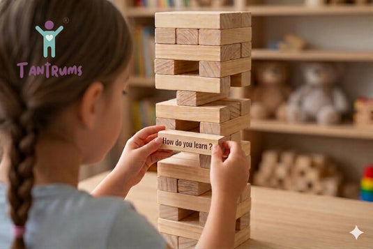 Balance Tower, Wooden Tumbling Block Game with Questions, Educational Theme, 48 Blocks, for 2 or More Players, Ages 3 Years and Up (Rapid Mind) | Tantrums Wooden Toys - photo 4