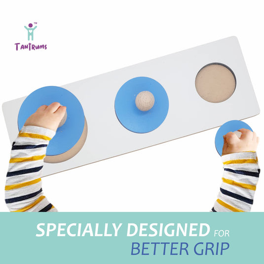 Montessori Wooden Circle Shaped Seriation Board Knob Puzzle for Kids Learning Helpful in Developing Hand Eye Concentration and Motor Skills (Blue co) (Rakhi Combo) | Tantrums Wooden Toys - photo 7