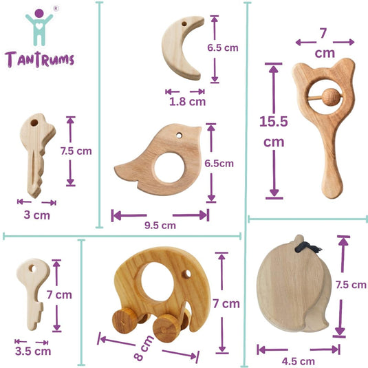 Neem Wood Baby Teether & Rattle Combo | Tantrums Wooden Toys - photo 2
