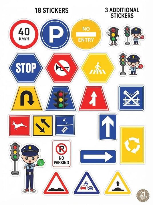 Wooden Traffic Signs Craft Kit – 18 Pcs Road Sign Set | Tantrums Wooden Toys - photo 4