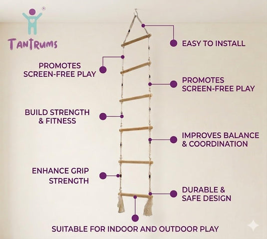 Wooden Rope Ladder for Kids, 6 Spokes, Indoor and Outdoor Climbing Toy for Active Play | Tantrums Wooden Toys - photo 3