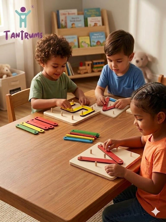 Alphabet Numeric Pattern Puzzle, Wooden Pegboard Activity Toy for Preschool Learning, Letters, Numbers and Shapes | Tantrums Wooden Toys - photo 8