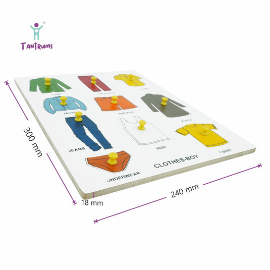 Preschool Boy Cloth Dress Up Puzzle Set to Learn Different Types of Clothing Education Puzzle Learning Aid for Kids (Multicolor Pieces) | Tantrums Wooden Toys - photo 2