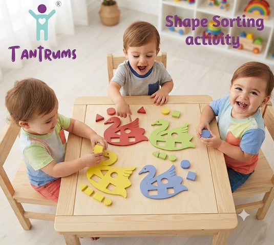 Wooden Shape & Color Matching Swan Puzzle Set of 4 | Tantrums Wooden Toys - photo 3