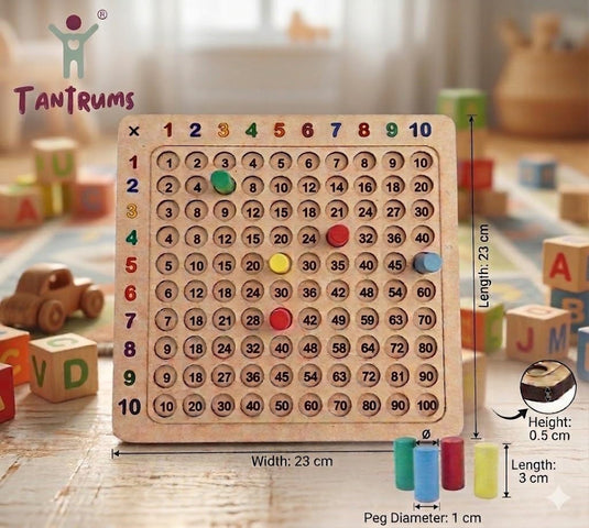 Wooden Multiplication Board with Visual Learning Peg Board, Montessori Math Combo for Kids | Tantrums Wooden Toys - photo 2