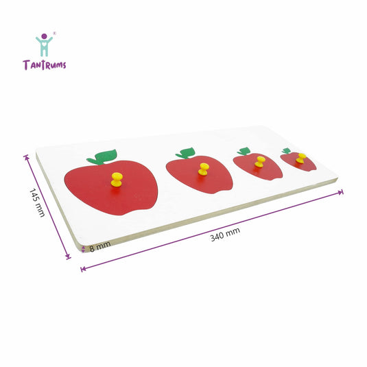Preschool Wooden Shaped Apple & Circle Seriation Board Puzzle for Kids Learning Helpful in Developing Hand Eye Concentration and Motor Skills with Self-Correcting Match ups | Tantrums Wooden Toys - photo 4