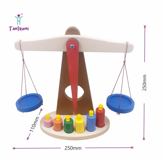 Wooden Weighing Balance Toy for Colorful Weights Pre-School Learning Game | Tantrums Wooden Toys - photo 4