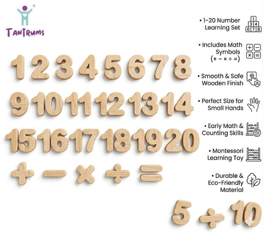 Wooden Movable Numbers with Math Symbols, 3 Sets, Montessori Math Learning Tool for Early Learners | Tantrums Wooden Toys - photo 5