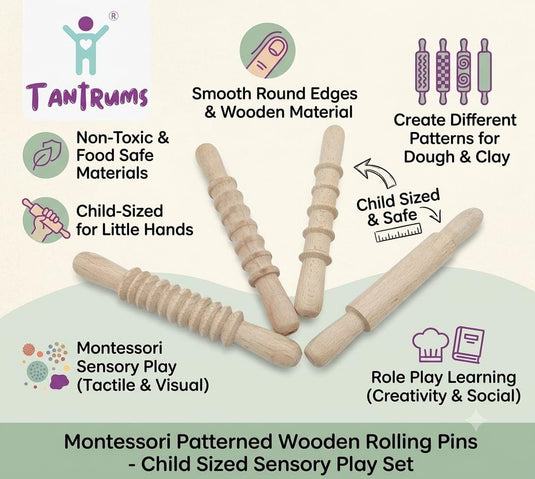 Wooden Rolling Pin Set of 4 for Kids | Tantrums Wooden Toys - photo 5