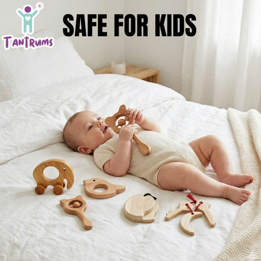 Neem Wood Baby Teether & Rattle Combo | Tantrums Wooden Toys - photo 3