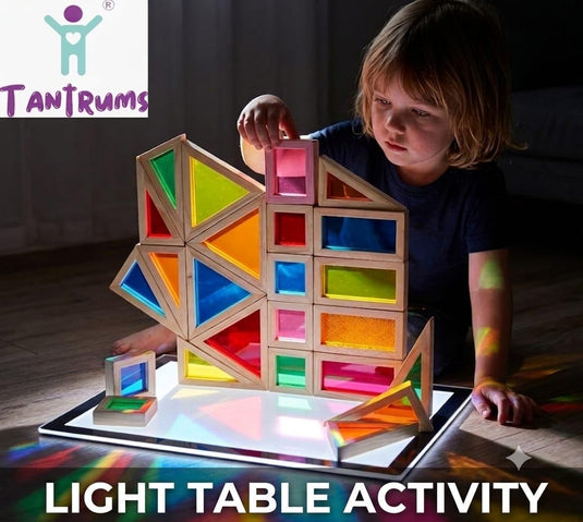 Rainbow Acrylic Blocks Montessori Sensory Building Set 20pc | Tantrums Wooden Toys - photo 2