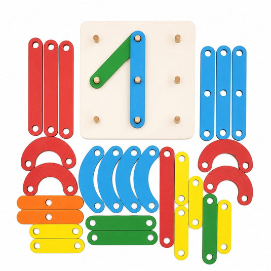 Alphabet Numeric Pattern Puzzle, Wooden Pegboard Activity Toy for Preschool Learning, Letters, Numbers and Shapes | Tantrums Wooden Toys