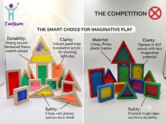 Rainbow Acrylic Blocks Montessori Sensory Building Set 20pc | Tantrums Wooden Toys - photo 5
