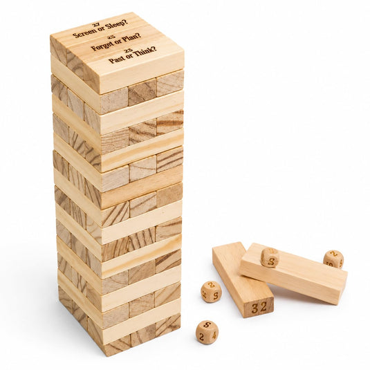 Good Habit Builder Tumbling Tower, Wooden Stacking Blocks, Decision-Making Game for Kids, Family Learning Toy | Tantrums Wooden Toys