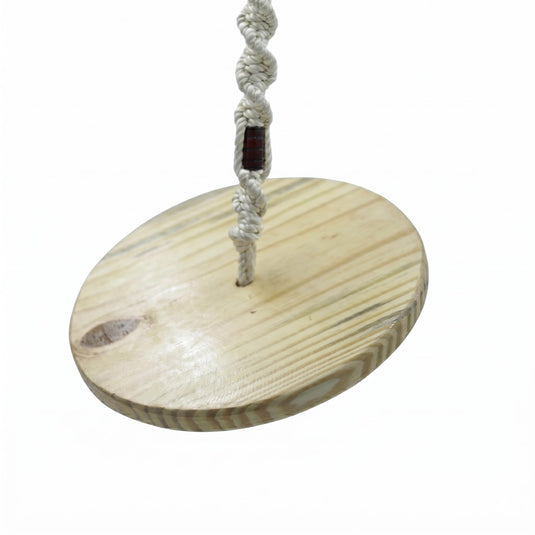 Tantrums Wooden Disc Swing for Kids and Adults, Natural Wood, Braided Rope, Indoor and Outdoor, Montessori Balance Play