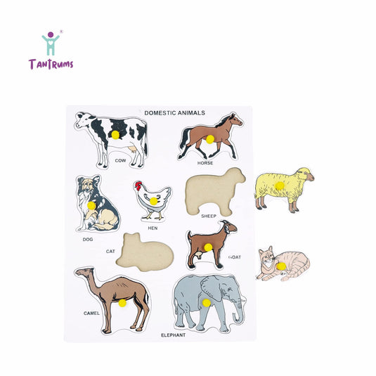 Preschool Domestic Animal Puzzle for Learning variousDomesticated Animal with Pictures | Tantrums Wooden Toys - photo 3