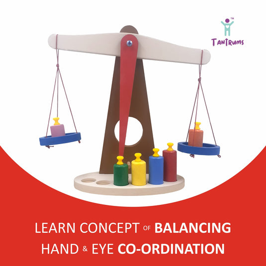 Wooden Weighing Balance Toy for Colorful Weights Pre-School Learning Game | Tantrums Wooden Toys - photo 5