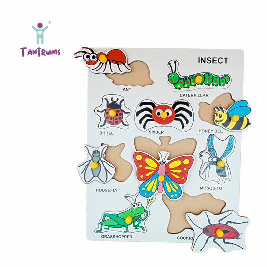 Preschool Insect Puzzle for Learning Various Insects with Pictures and knobs | Tantrums Wooden Toys - photo 3