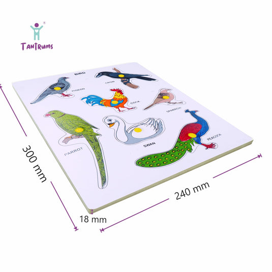 Preschool Wooden Educational Puzzle for Kids Learning Helpful in Developing Hand Eye Concentration and Motor Skills with Self-Correcting Match (Bird, Fruit, Parts of Body, Small ABC Puzzle) | Tantrums Wooden Toys - photo 2