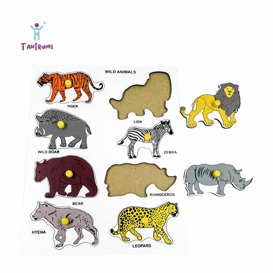 Preschool Wooden Wild Animal Puzzle for Learning Various Wild Animals from Images | Tantrums Wooden Toys - photo 3