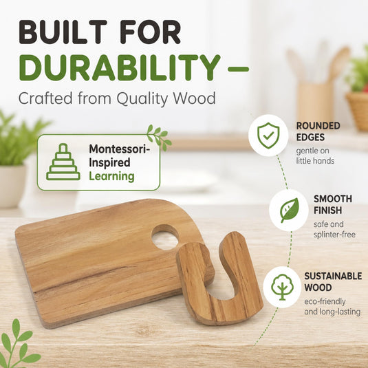 Wooden Chopping Board Pretend Play Kitchen Set for Kids with Toy Knife | Tantrums Wooden Toys - photo 5